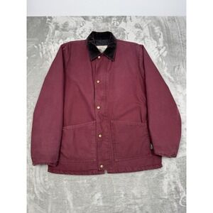 Vintage Walls Barn Coat Mens Medium Red Canvas Chore Zip Snap Western Ranch 80s